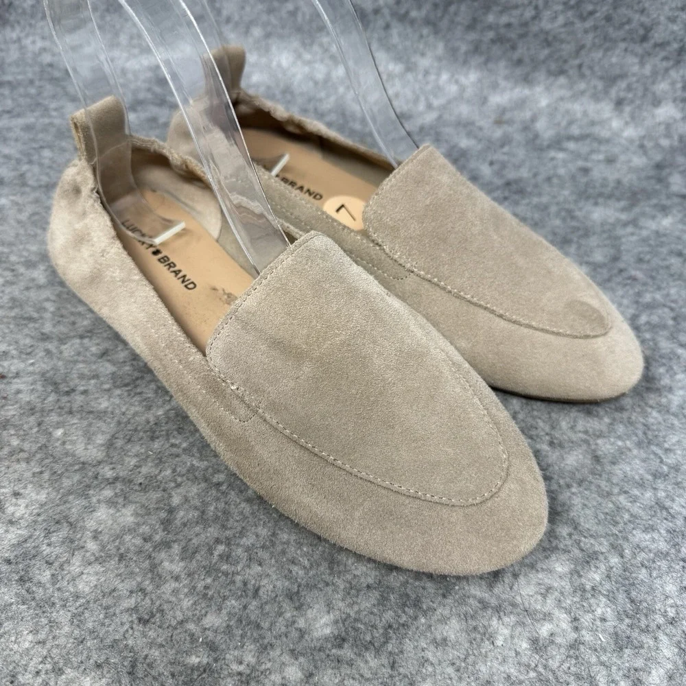 Lucky Brand Mylyndia Slip-On Loafers Shoes Womens Size 7M Tan Suede Flats